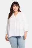 NYDJ Pintuck Blouse In Plus Size  - Optic White