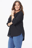 NYDJ Pintuck Blouse In Plus Size  - Black