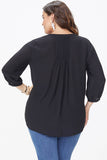 NYDJ Pintuck Blouse In Plus Size  - Black