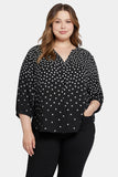 NYDJ Pintuck Blouse In Plus Size  - Percy Dot