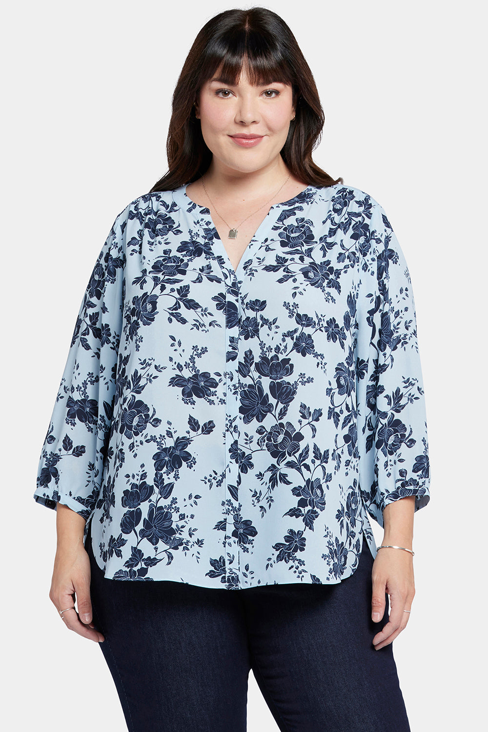 NYDJ Pintuck Blouse In Plus Size  - Rosemary Petals