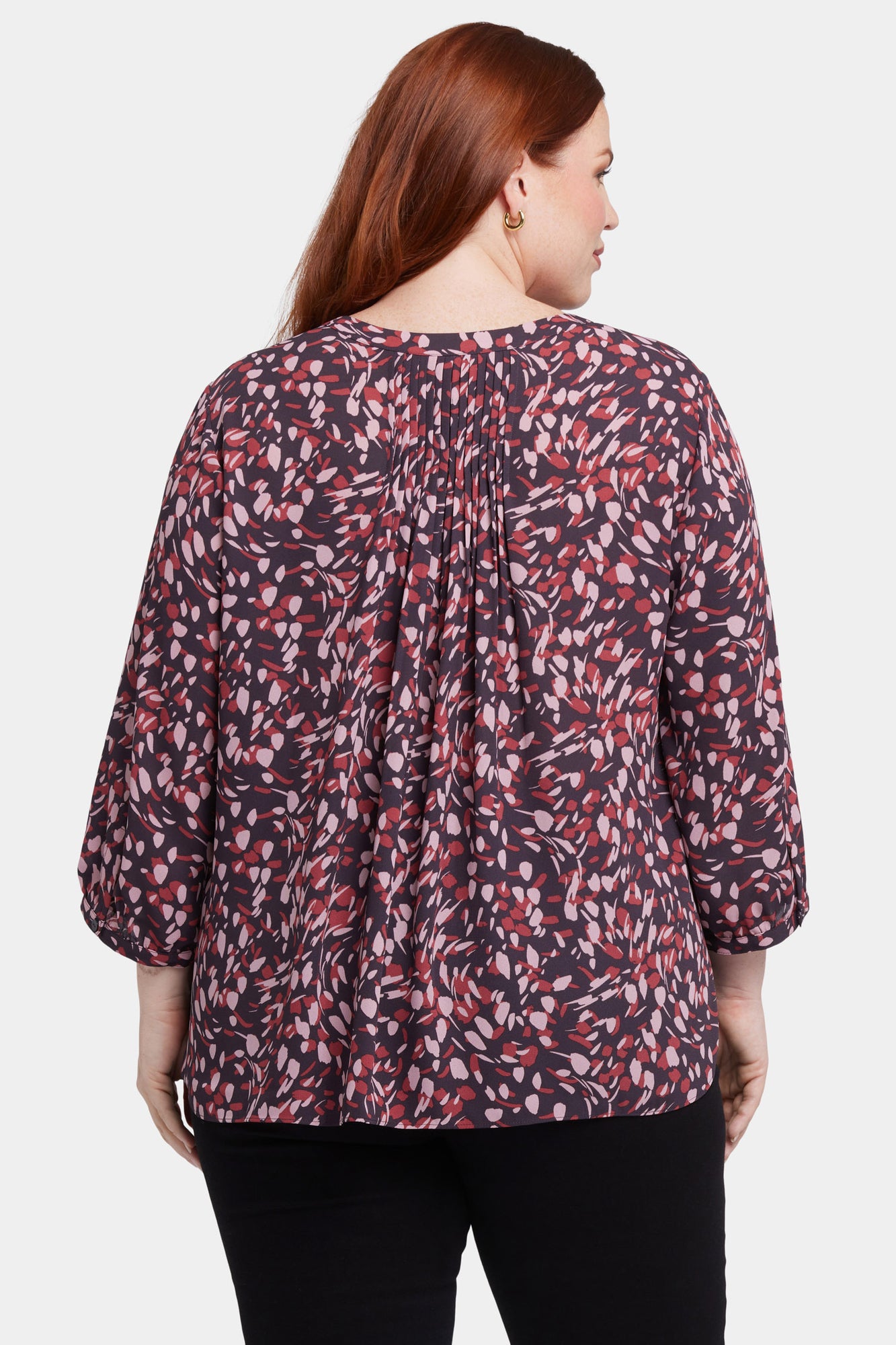 NYDJ Pintuck Blouse In Plus Size  - Perla Plum