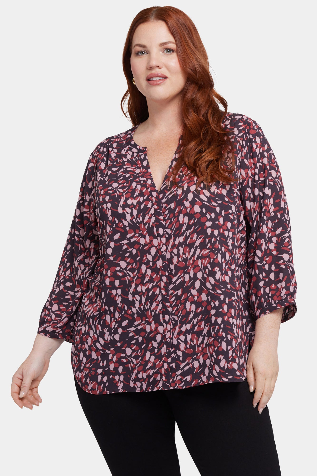 NYDJ Pintuck Blouse In Plus Size  - Perla Plum