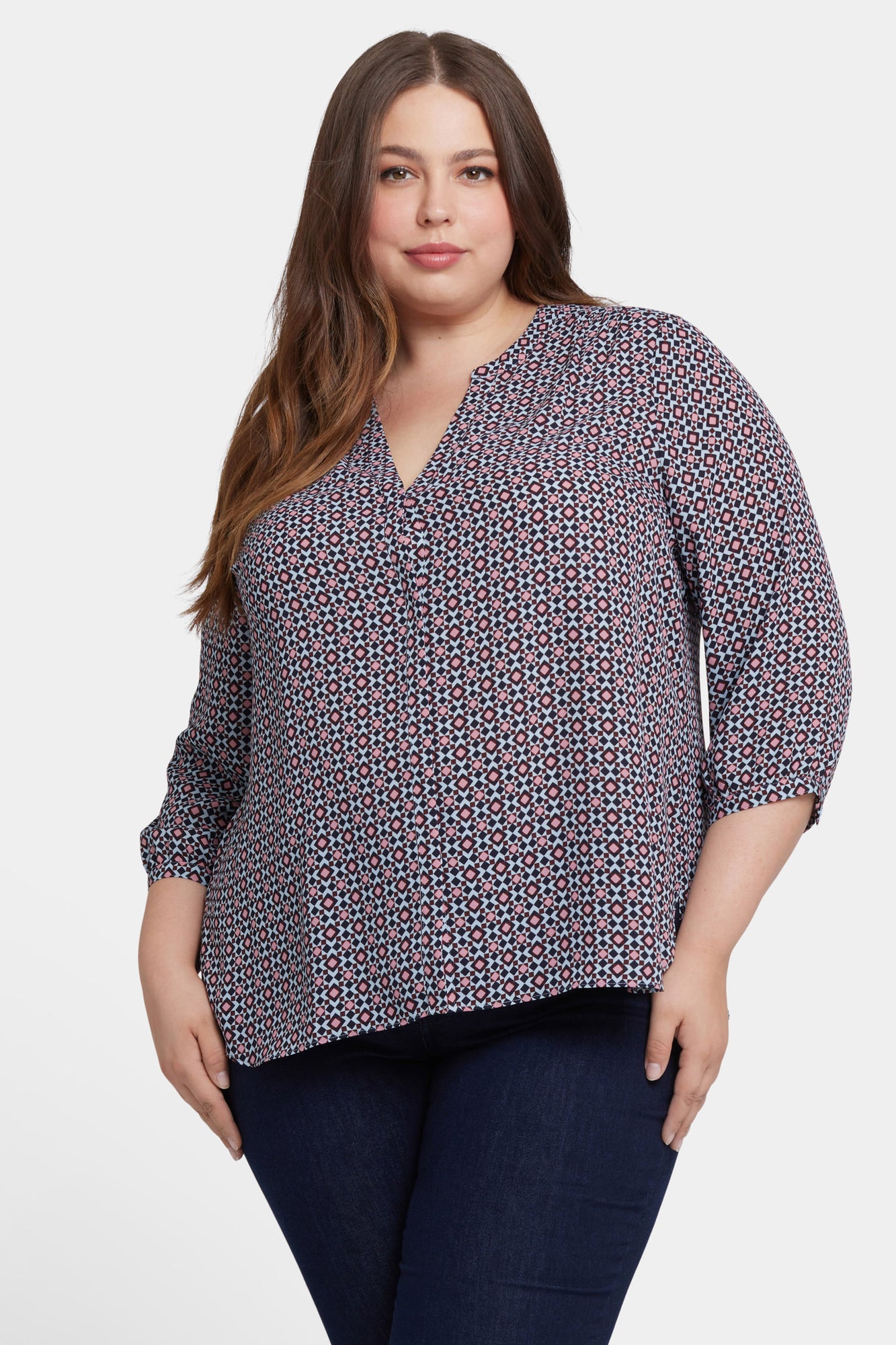 NYDJ Pintuck Blouse In Plus Size  - Pinnacle Vista