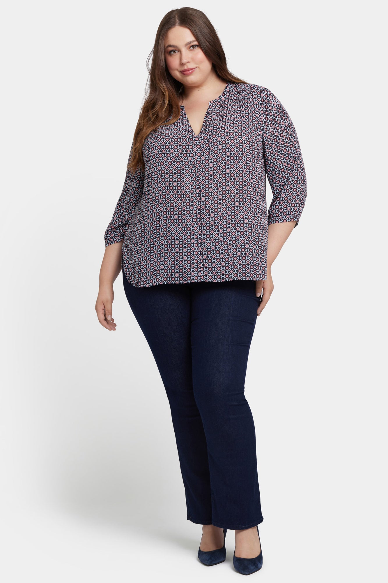 NYDJ Pintuck Blouse In Plus Size  - Pinnacle Vista