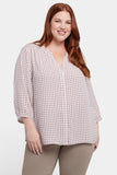 NYDJ Pintuck Blouse In Plus Size  - Graceful Geo