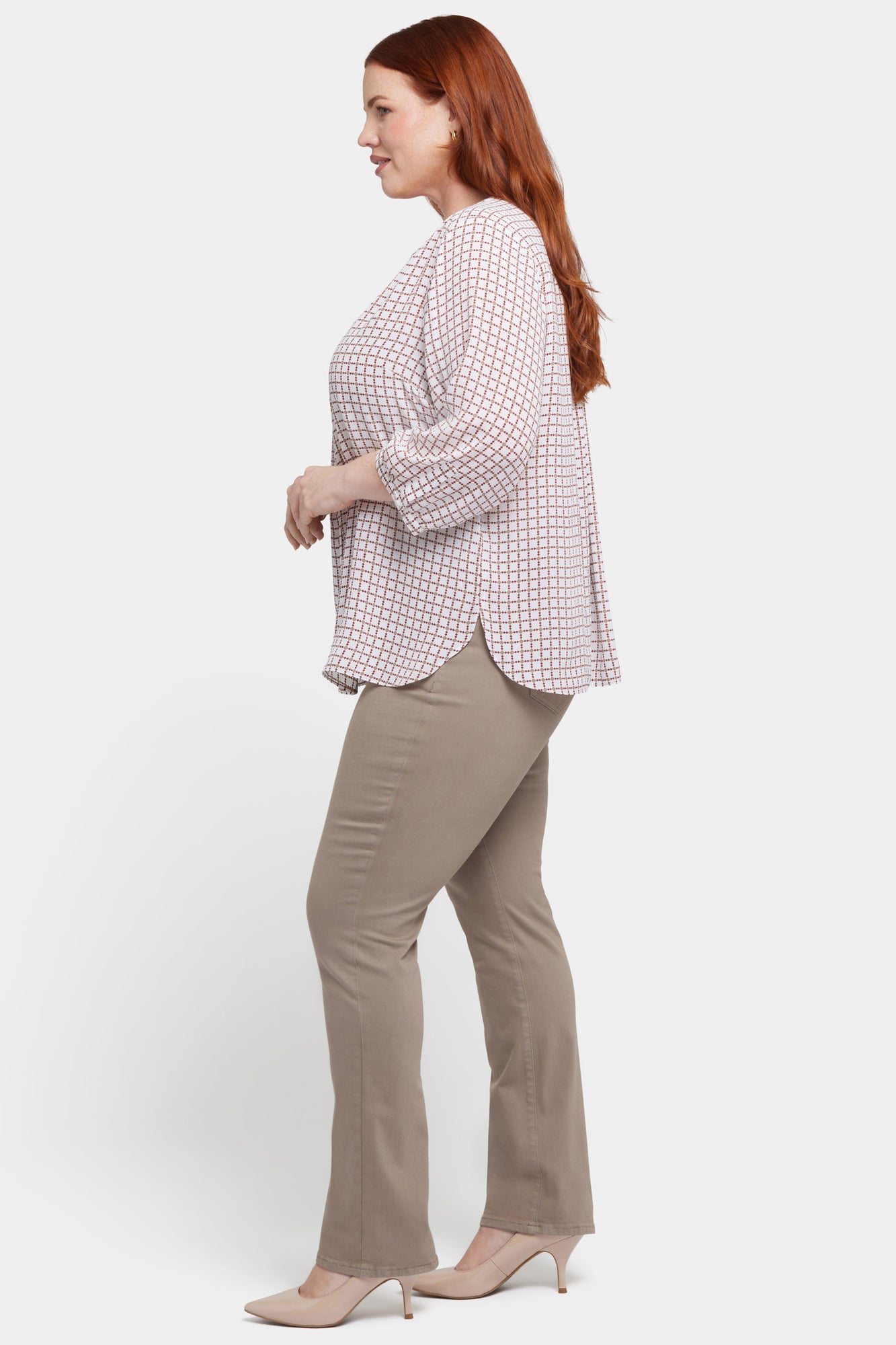 NYDJ Pintuck Blouse In Plus Size  - Graceful Geo