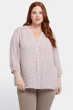 NYDJ Pintuck Blouse In Plus Size  - Graceful Geo