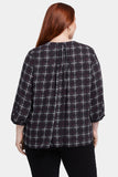 NYDJ Pintuck Blouse In Plus Size  - Lattice Dots