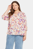 NYDJ Pintuck Blouse In Plus Size  - Fallen Leaf