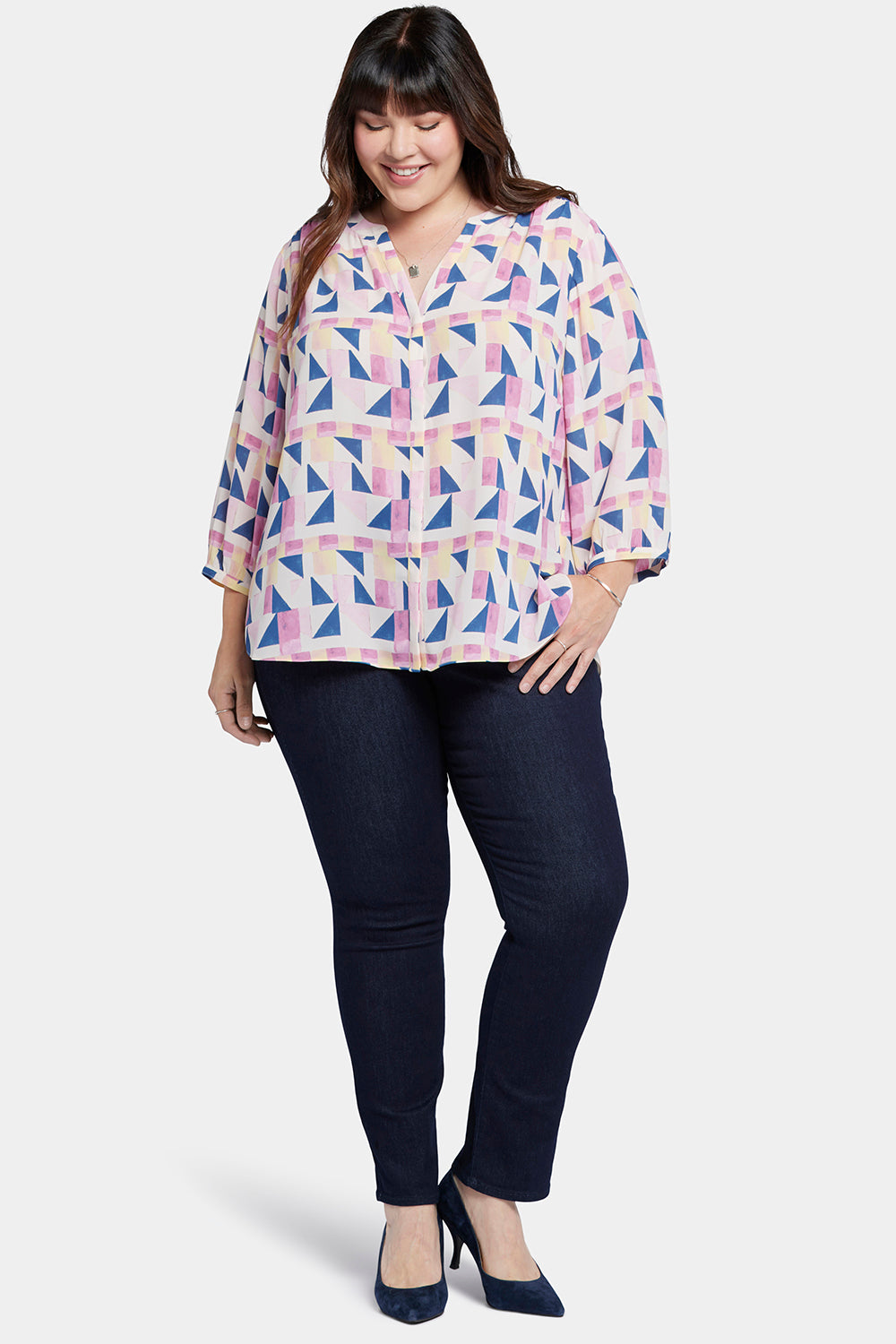 Pintuck Blouse In Plus Size - Marquette Pink | NYDJ