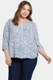 NYDJ Pintuck Blouse In Plus Size  - Waterfall Ice