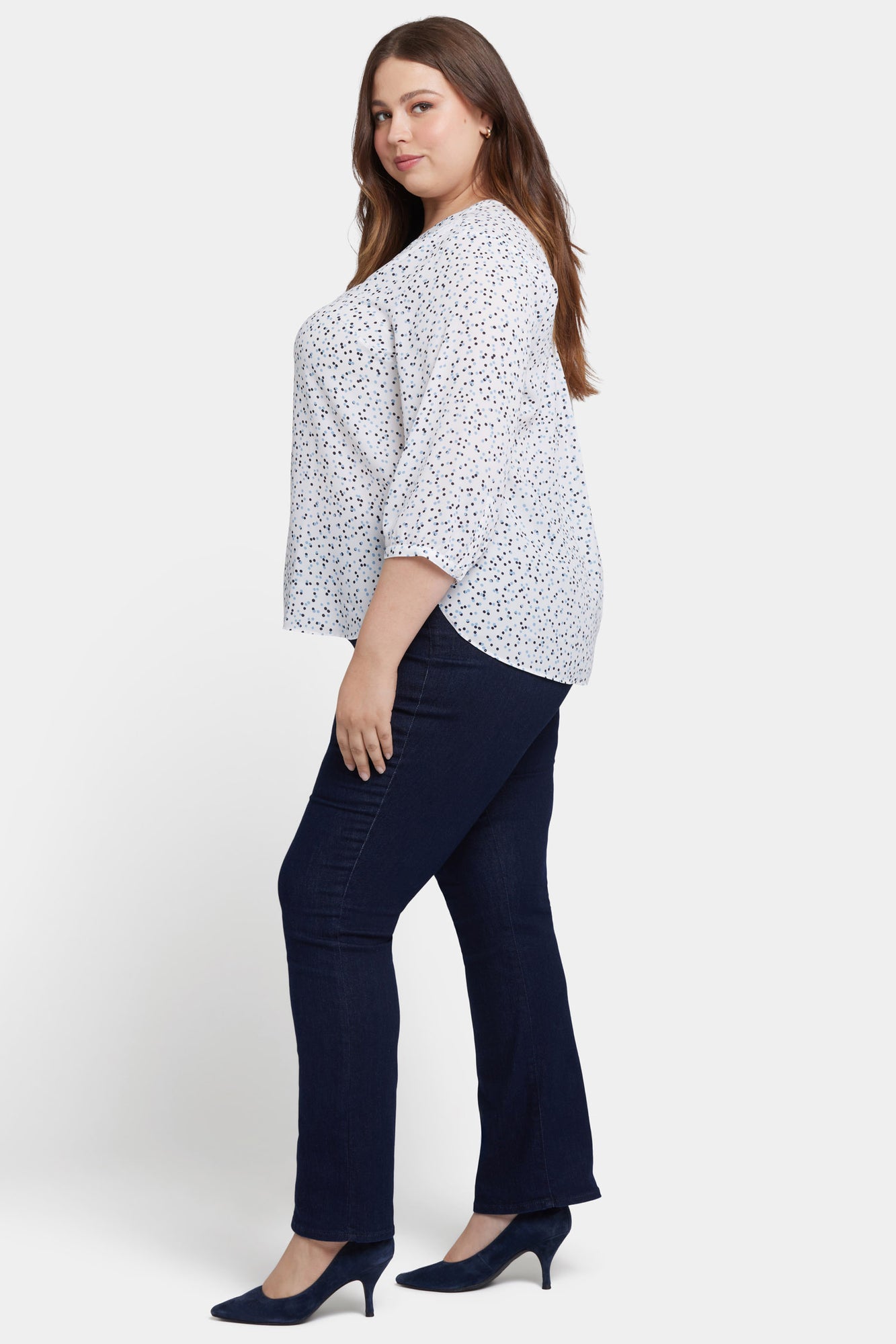 NYDJ Pintuck Blouse In Plus Size  - Sprinkle Dots