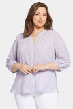 NYDJ Pintuck Blouse In Plus Size  - Fanciful Dots