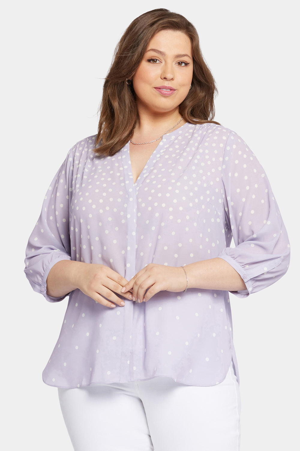 NYDJ Pintuck Blouse In Plus Size  - Fanciful Dots