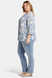 NYDJ Pintuck Blouse In Plus Size  - Blue Dahlia