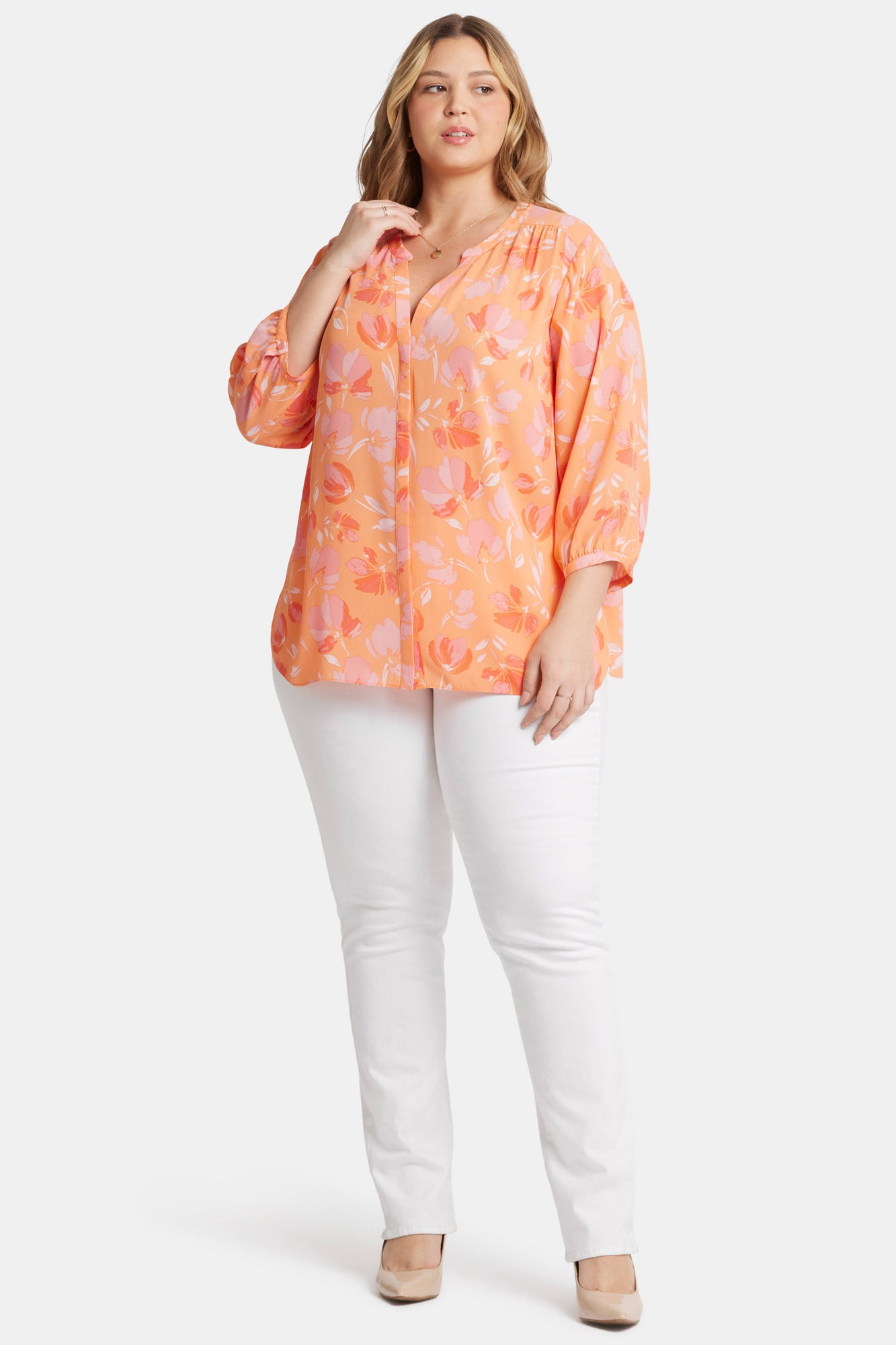 NYDJ Pintuck Blouse In Plus Size  - Candace