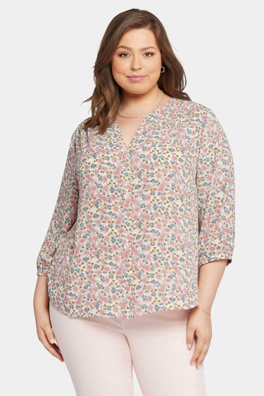 NYDJ Pintuck Blouse In Plus Size  - Harlowe Hill