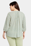 NYDJ Pintuck Blouse In Plus Size  - Blue Blossoms