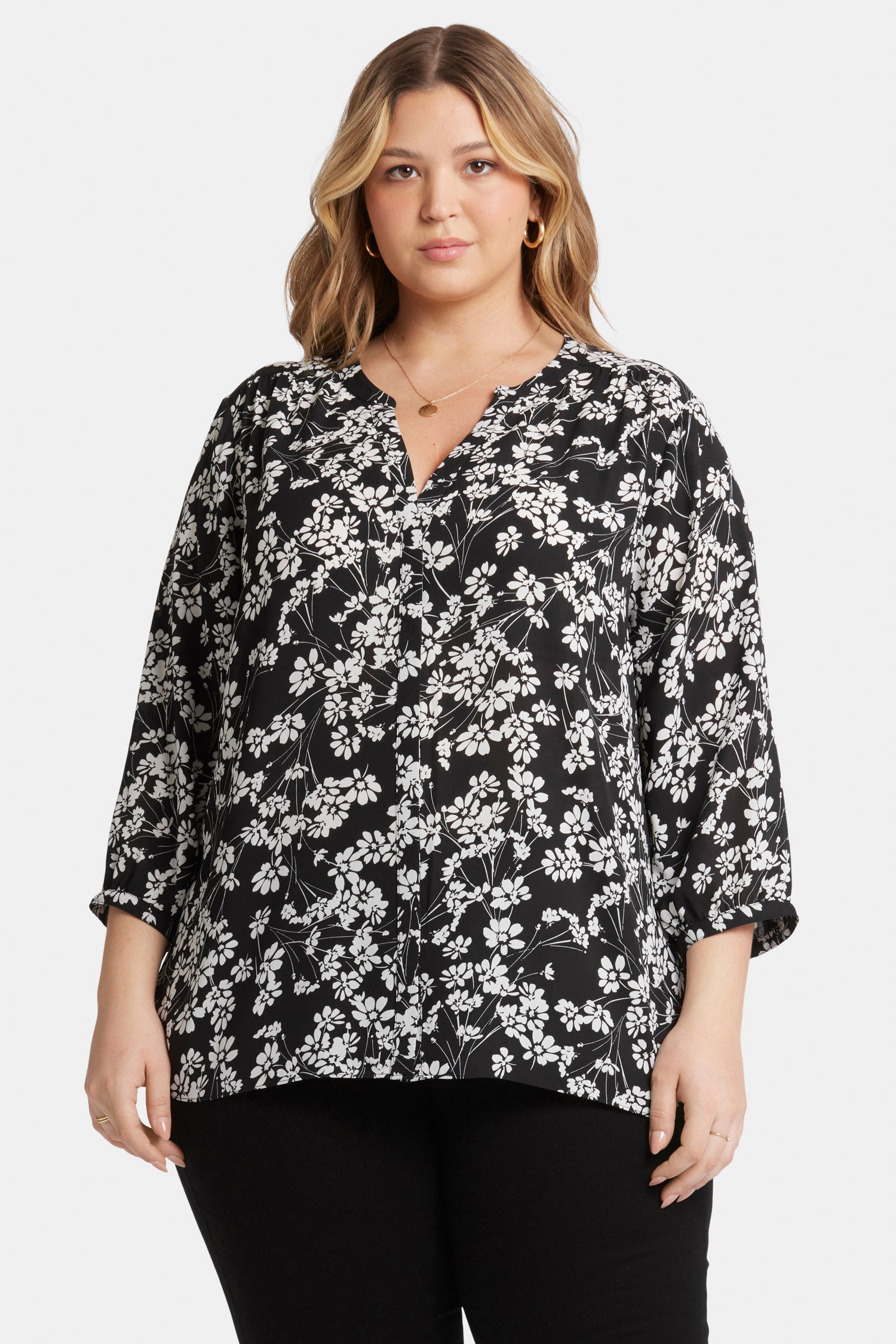 NYDJ Pintuck Blouse In Plus Size  - Stefania