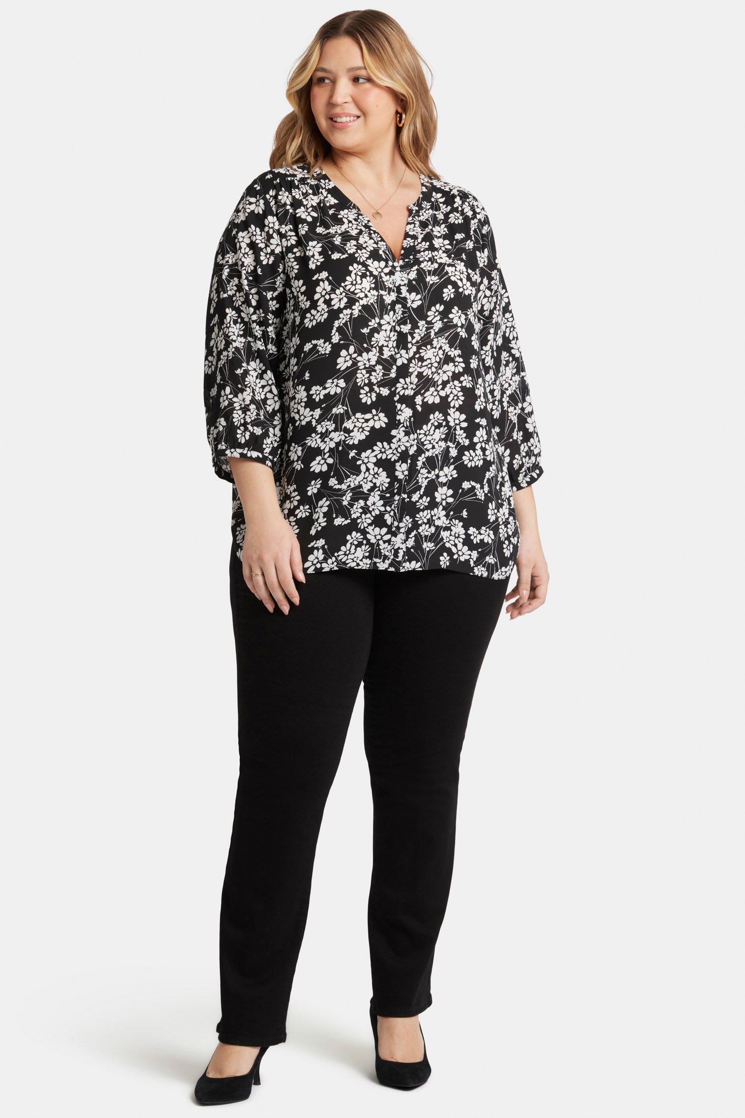 NYDJ Pintuck Blouse In Plus Size  - Stefania