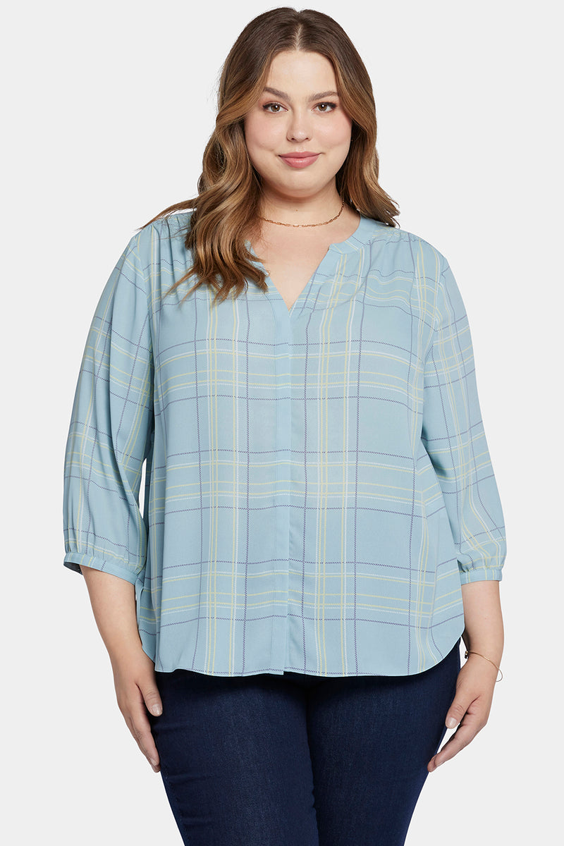 Pintuck Blouse In Plus Size - Wembley Plaid Multi | NYDJ
