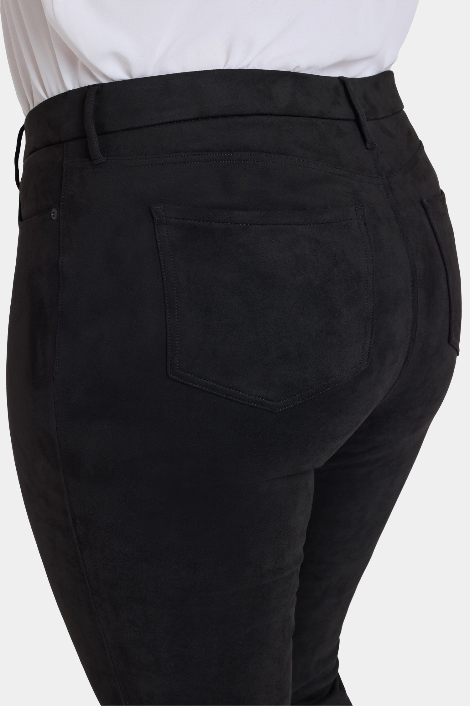 Marilyn Straight Pants In Plus Size In Stretch Faux Suede - Black