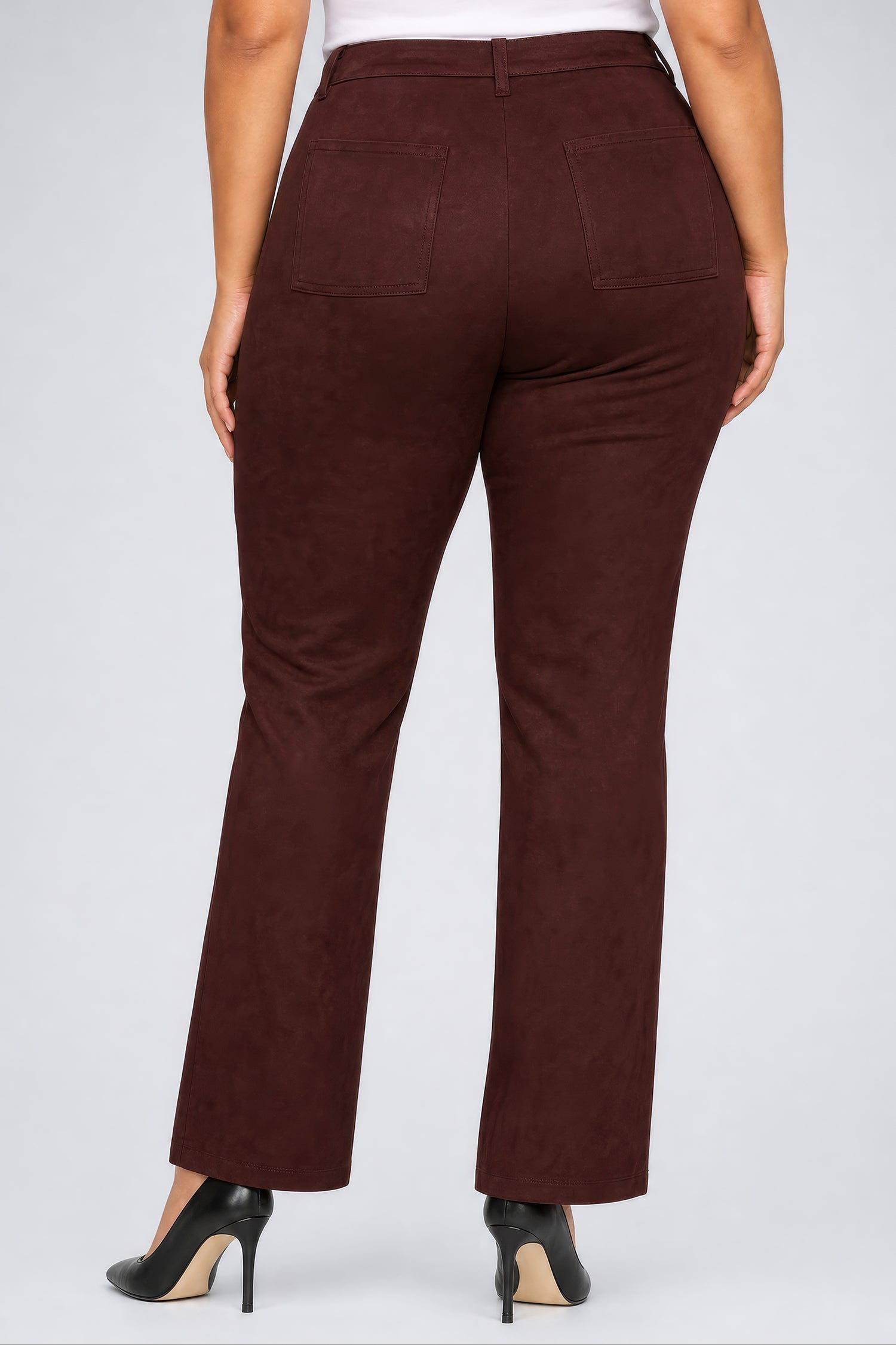 NYDJ Faux Suede Marilyn Straight Pants In Plus Size Sculpt-Her™ Collection - Bitter Chocolate