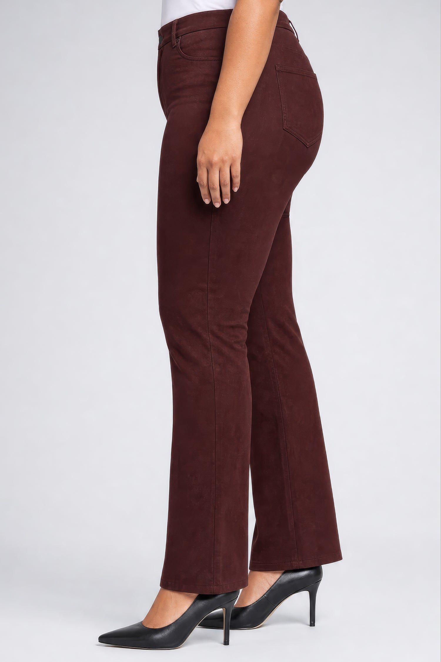 NYDJ Faux Suede Marilyn Straight Pants In Plus Size Sculpt-Her™ Collection - Bitter Chocolate