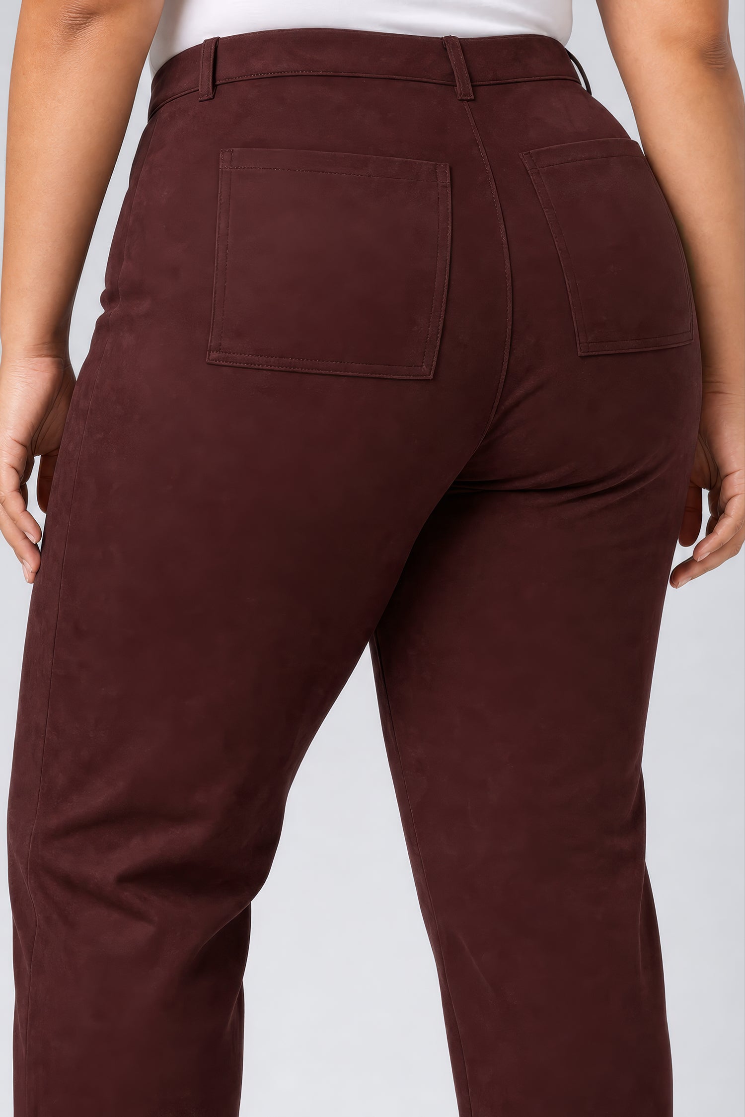 NYDJ Faux Suede Marilyn Straight Pants In Plus Size Sculpt-Her™ Collection - Bitter Chocolate