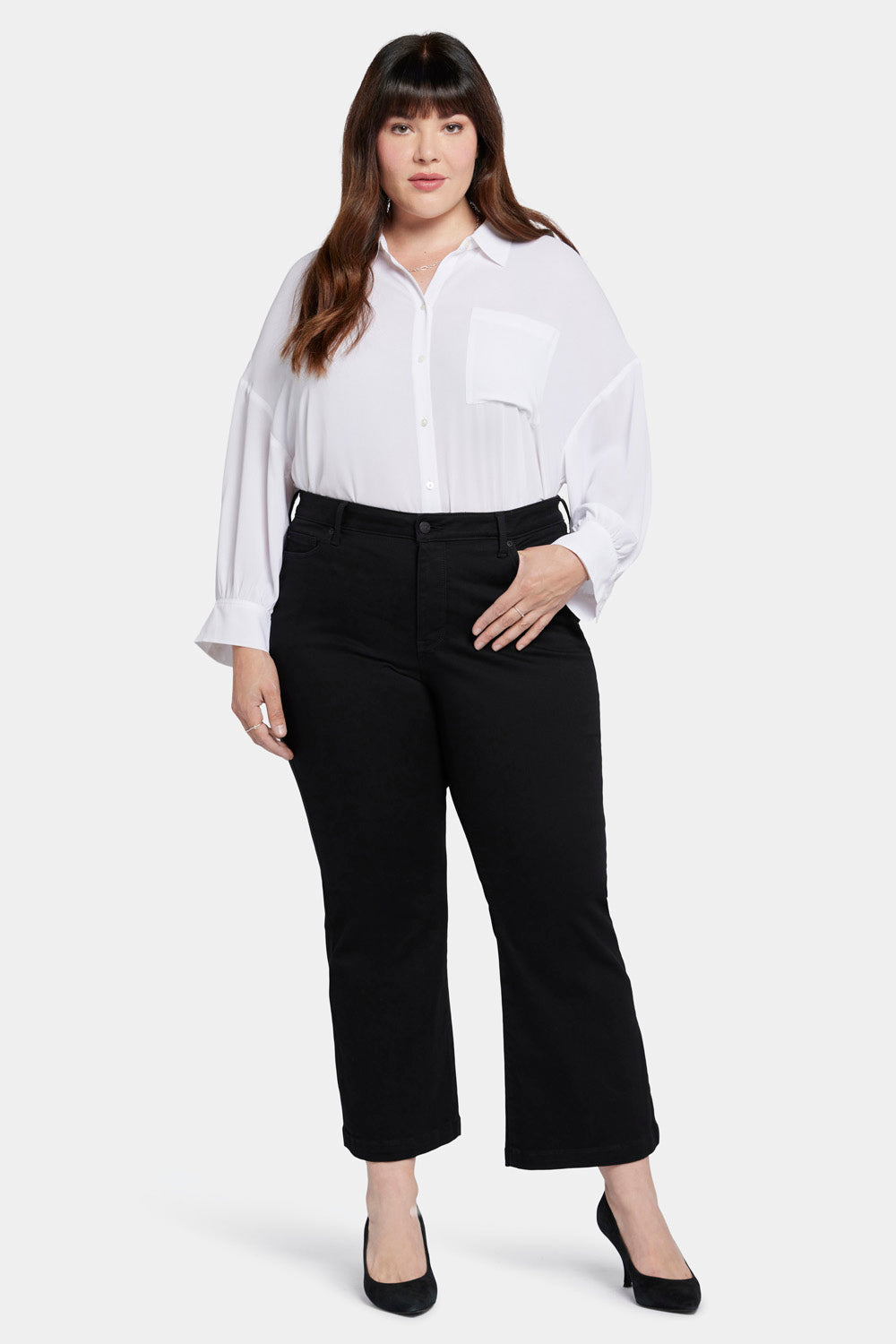 NYDJ Relaxed Flared Jeans In Plus Size  - Black Rinse