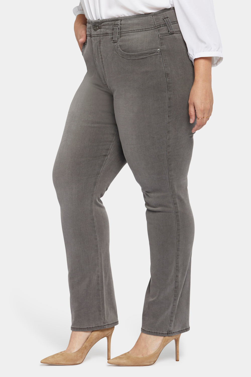 NYDJ Marilyn Straight Jeans In Plus Size With High Rise - Smokey Mountain