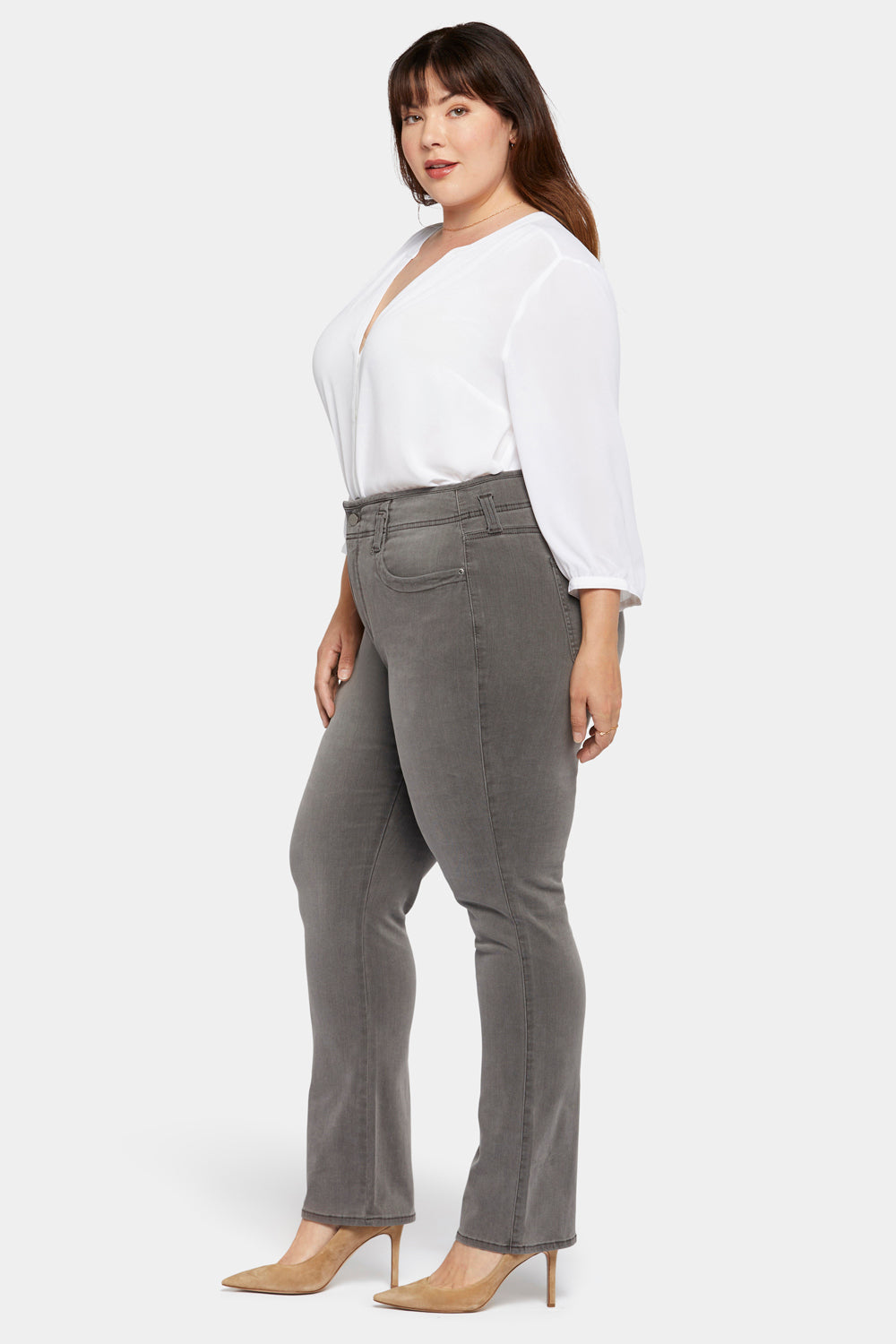 NYDJ Marilyn Straight Jeans In Plus Size With High Rise - Smokey Mountain