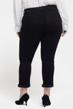 NYDJ Sheri Slim Ankle Jeans In Plus Size With Rolled Cheetah Cuffs - Black Rinse