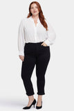 NYDJ Sheri Slim Ankle Jeans In Plus Size With Rolled Cheetah Cuffs - Black Rinse