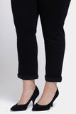 NYDJ Sheri Slim Ankle Jeans In Plus Size With Rolled Cheetah Cuffs - Black Rinse