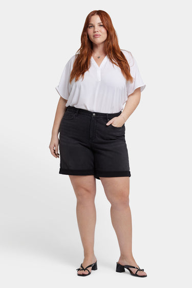 NYDJ Diana Relaxed Denim Shorts In Plus Size With Roll Cuffs - Cadiz Royal