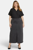 NYDJ High Rise Long Skirt In Plus Size With Center Front Slit - Cloud Stone