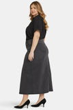 NYDJ High Rise Long Skirt In Plus Size With Center Front Slit - Cloud Stone