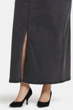 NYDJ High Rise Long Skirt In Plus Size With Center Front Slit - Cloud Stone