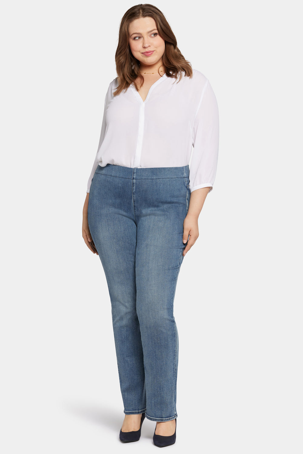 Pull-on Straight Jeans In Plus Size Sculpt-Her™ Collection