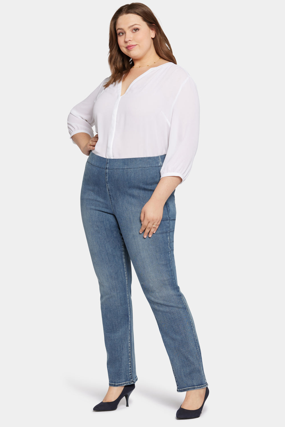 NYDJ Pull-on Straight Jeans In Plus Size Sculpt-Her™ Collection - Pristine