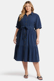 NYDJ Kate Ruffle Dress In Plus Size  - Dark Ocean