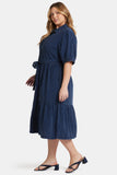 NYDJ Kate Ruffle Dress In Plus Size  - Dark Ocean