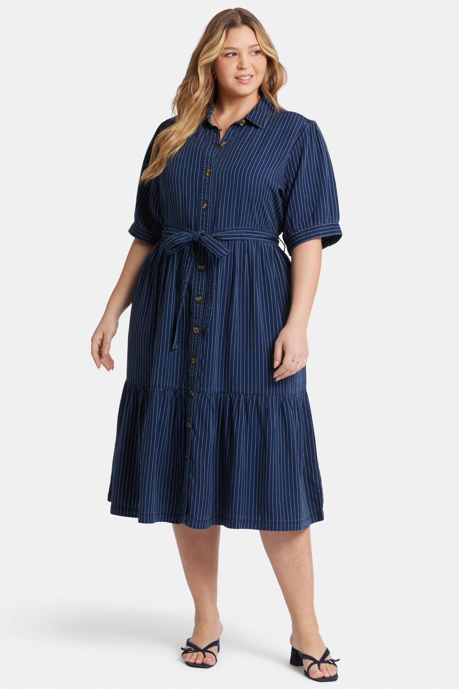 Kate Ruffle Dress In Plus Size - Dark Ocean Blue | NYDJ Kate Ruffle Dress In Plus Size - Dark Ocean Blue | NYDJ