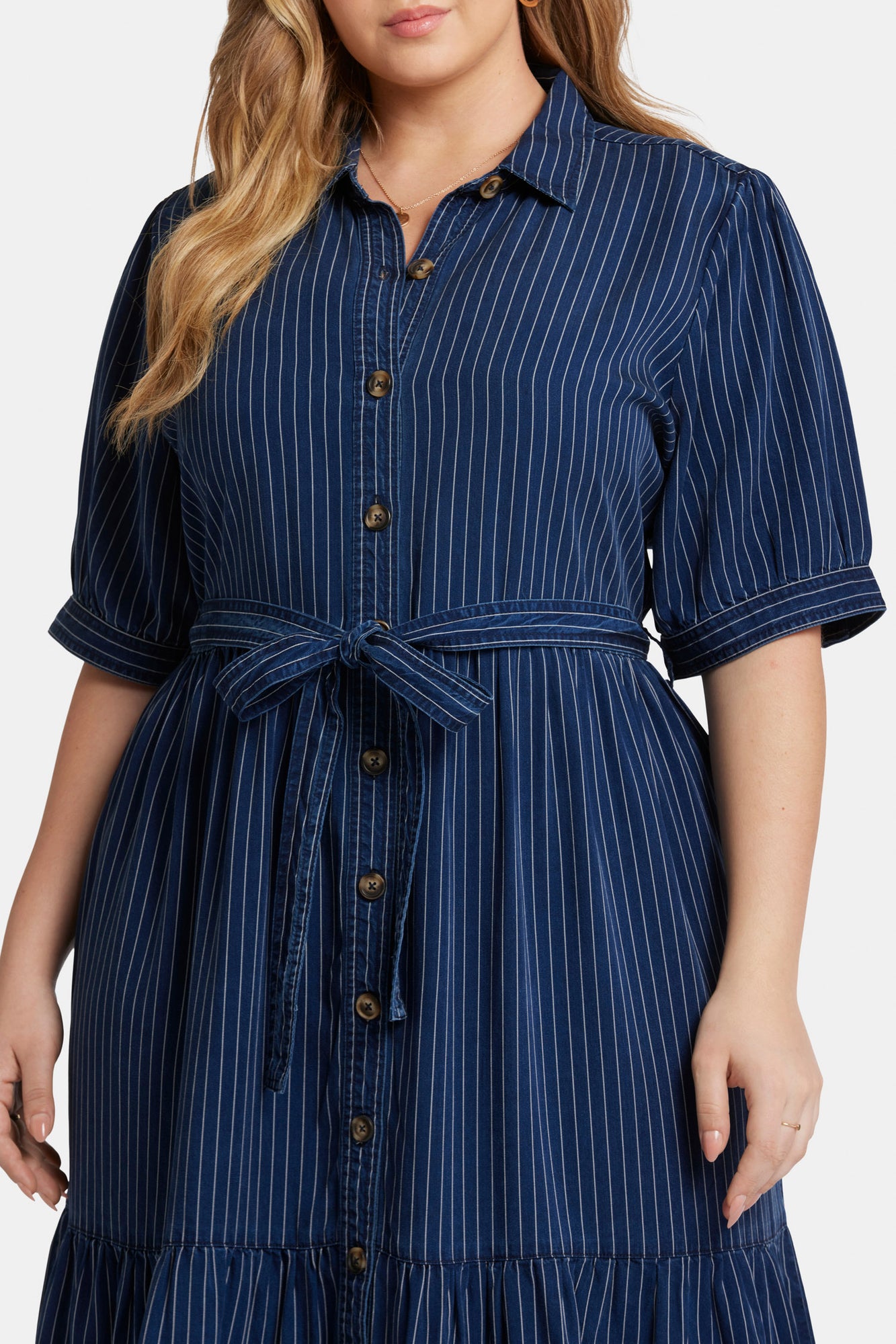 NYDJ Kate Ruffle Dress In Plus Size  - Dark Ocean