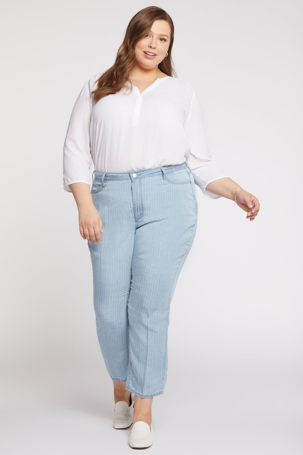 NYDJ Relaxed Straight Ankle Jeans In Plus Size  - Summerville Stripes