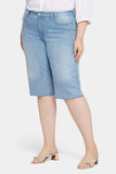 NYDJ Kristie 80s Bermuda Denim Shorts In Plus Size With Pressed Creases And Raw Hems - Afterglow