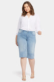 NYDJ Kristie 80s Bermuda Denim Shorts In Plus Size With Pressed Creases And Raw Hems - Afterglow