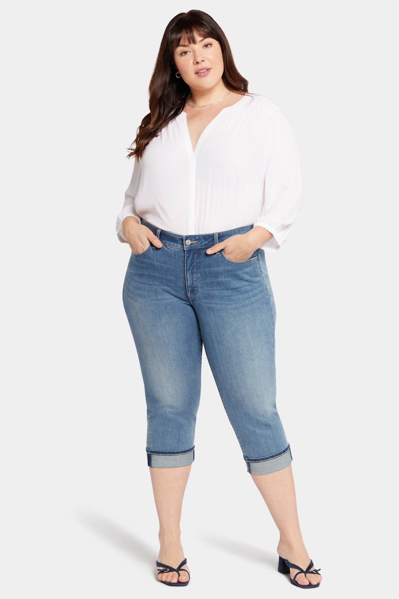 NYDJ Marilyn Straight Crop Jeans In Plus Size With Cuffs - Upbeat